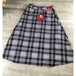 Maze Collection Womens Black & White Plaid A-Line Skirt Size L Casual With Tags